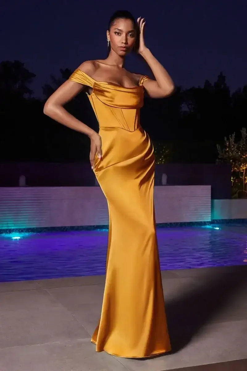 Yellow off-shoulder dress