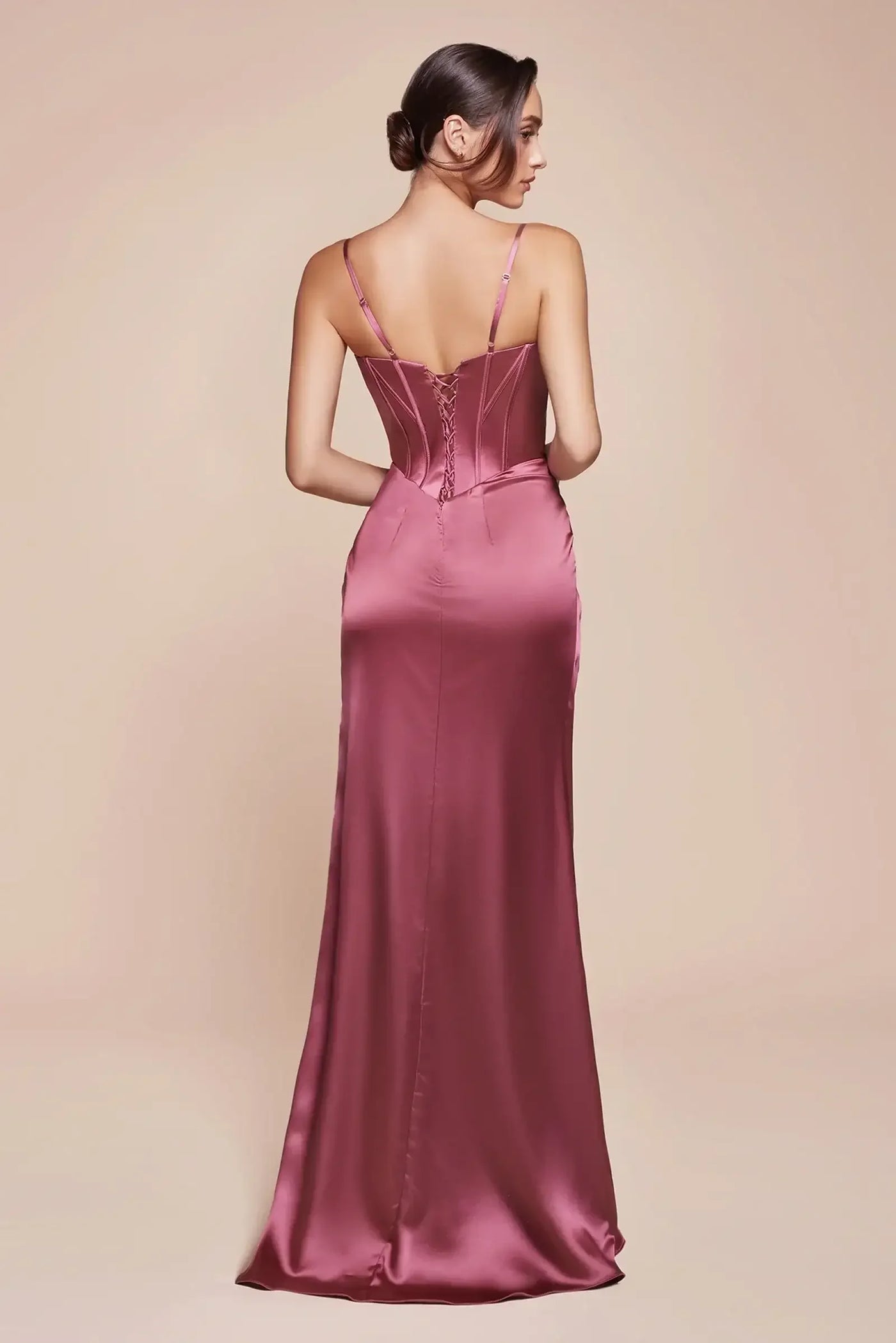 Jocelyn Gown - Fitted Satin Bustier Luxe Satin Gown