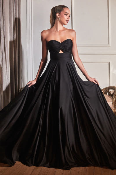 Madigan Gown - STRAPLESS A-LINE SOFT SATIN KEYHOLE DRESS