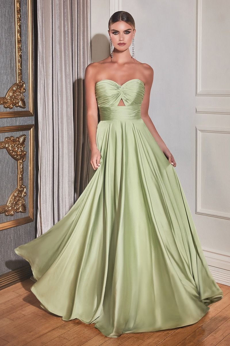 Madigan Gown - STRAPLESS A-LINE SOFT SATIN KEYHOLE DRESS