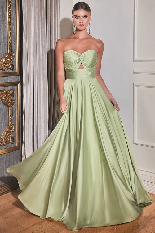 Madigan Gown - STRAPLESS A-LINE SOFT SATIN KEYHOLE DRESS