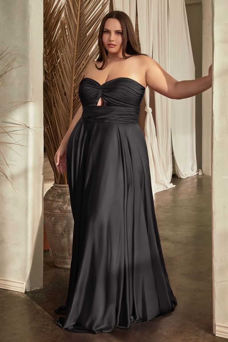 Madigan Gown - STRAPLESS A-LINE SOFT SATIN KEYHOLE DRESS