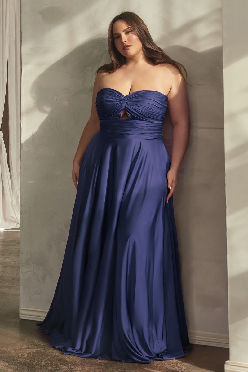 Madigan Gown - STRAPLESS A-LINE SOFT SATIN KEYHOLE DRESS