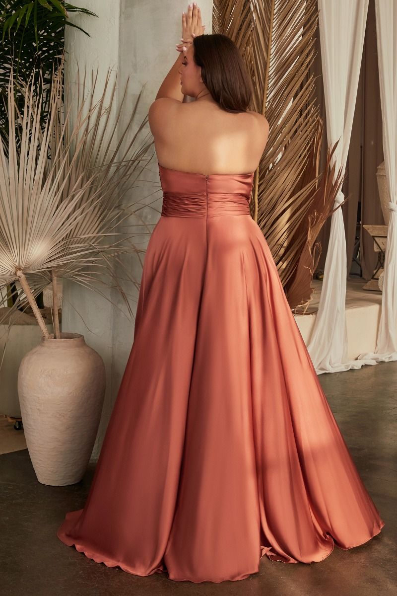 Madigan Gown - STRAPLESS A-LINE SOFT SATIN KEYHOLE DRESS