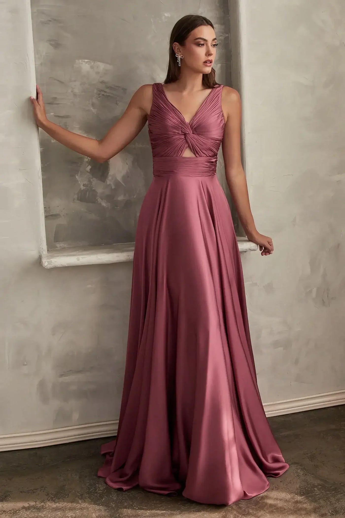 Marlena Gown - A-Line Keyhole Soft Satin Dress