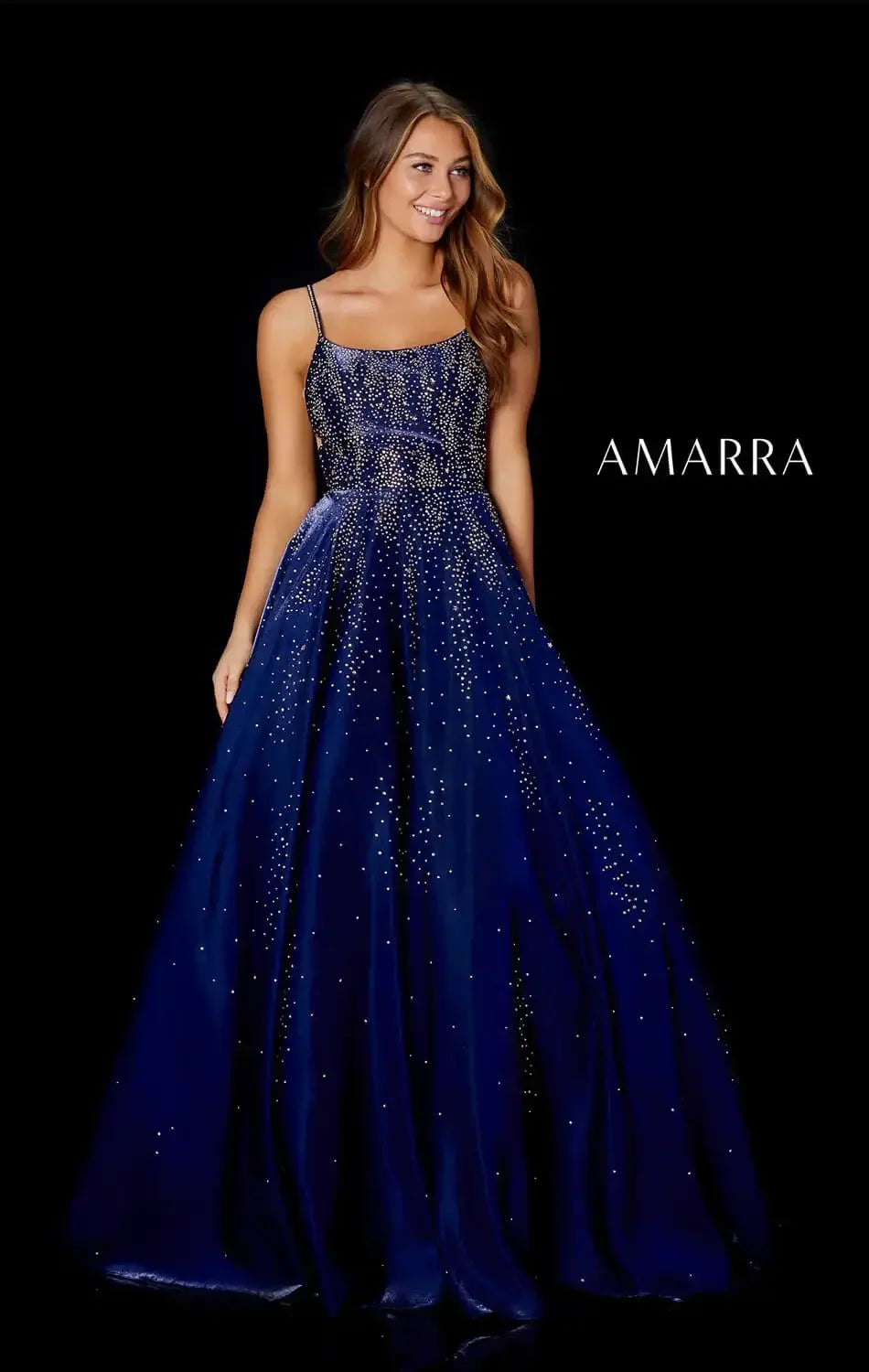 87292 - Amarra - Hot Stone Ball Gown With Scoop Neckline