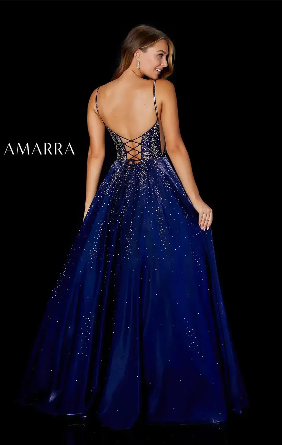87292 - Amarra - Hot Stone Ball Gown With Scoop Neckline