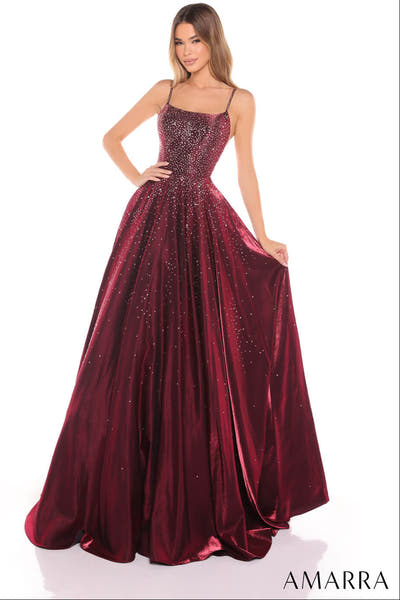 87292 - Amarra - Hot Stone Ball Gown With Scoop Neckline