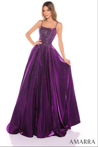87292 - Amarra - Hot Stone Ball Gown With Scoop Neckline