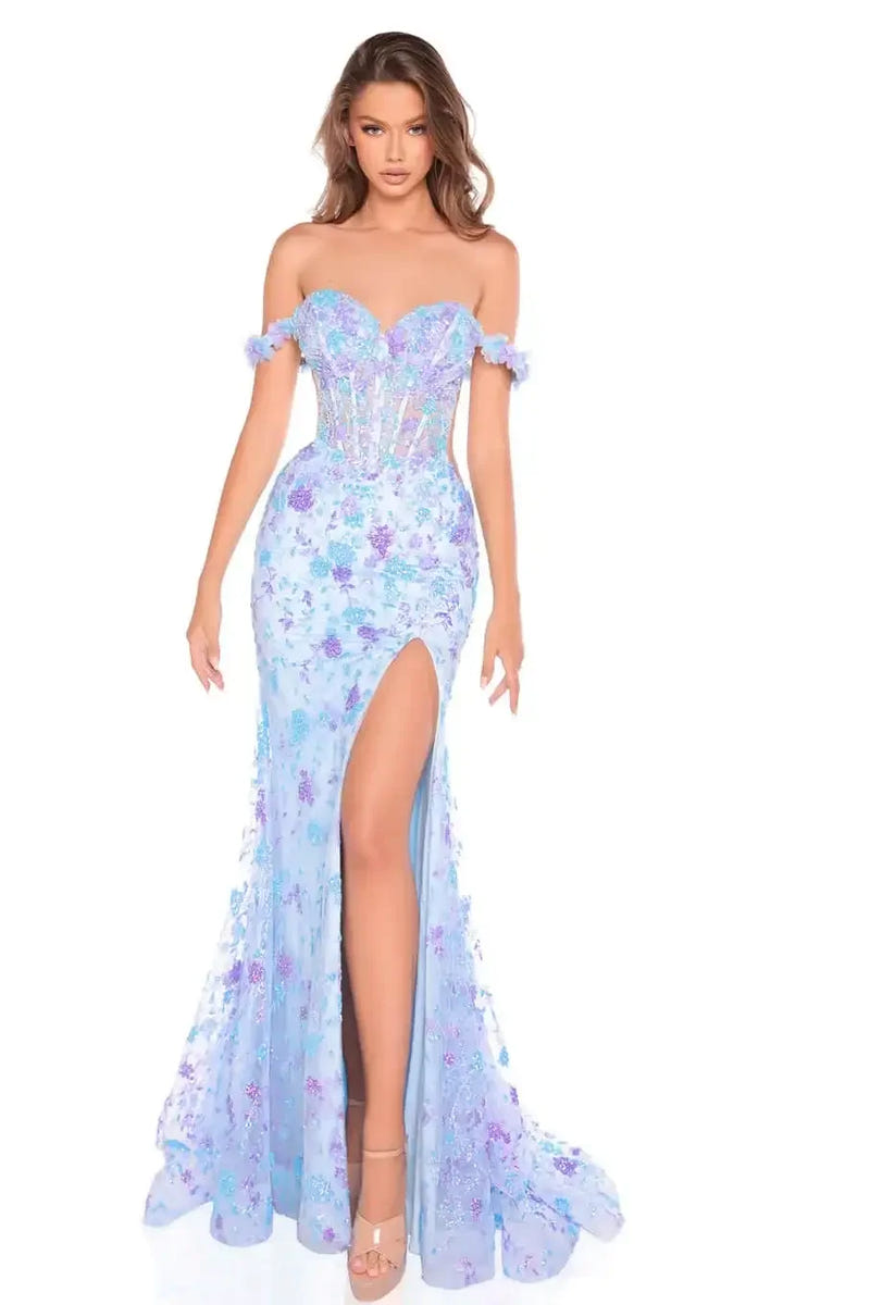 88218 - Amarra - Floral Lace Fitted Mermaid Dress