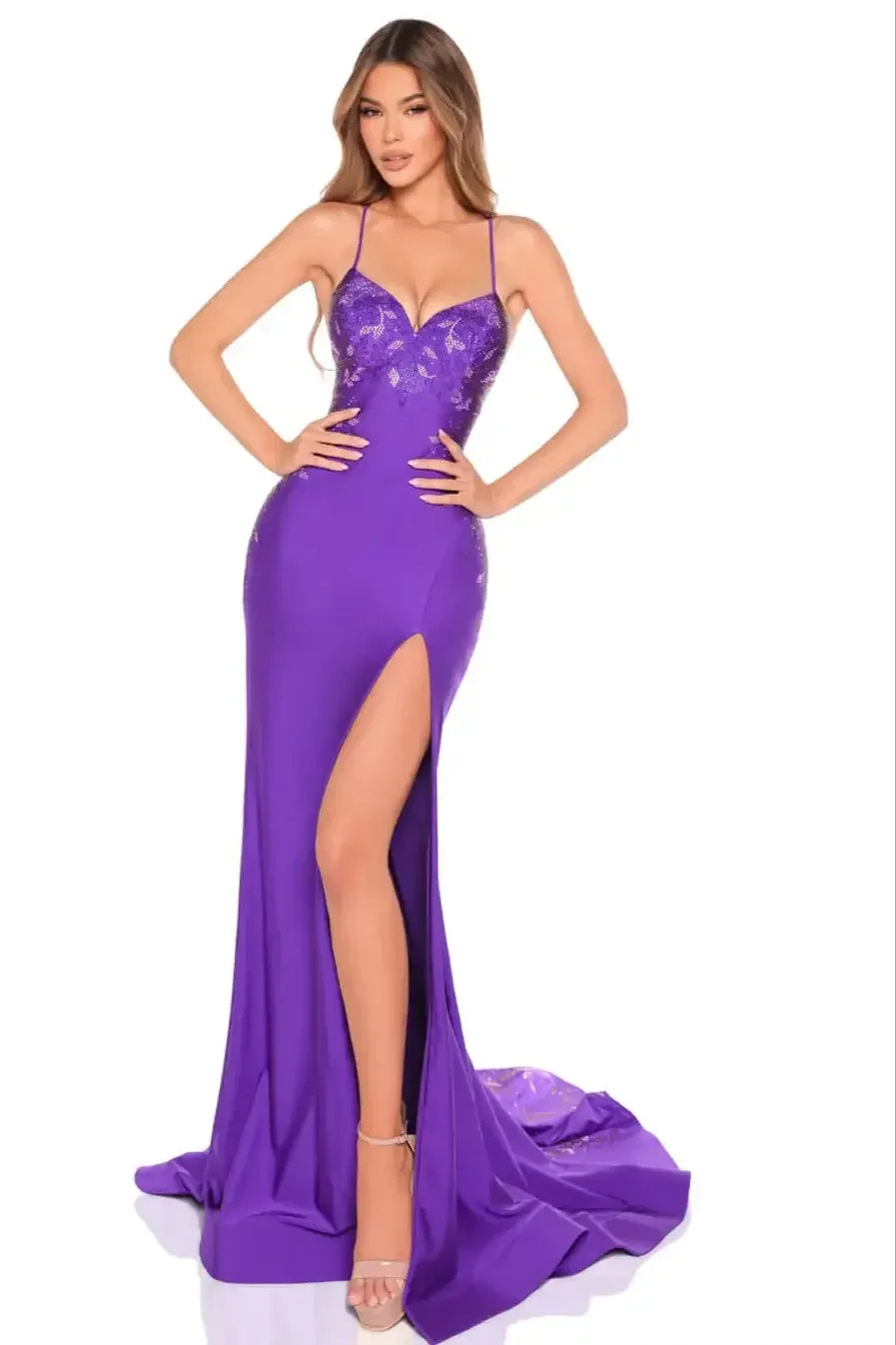 88235 - Amarra - Fitted Hot Stone Gown With V-Neckline