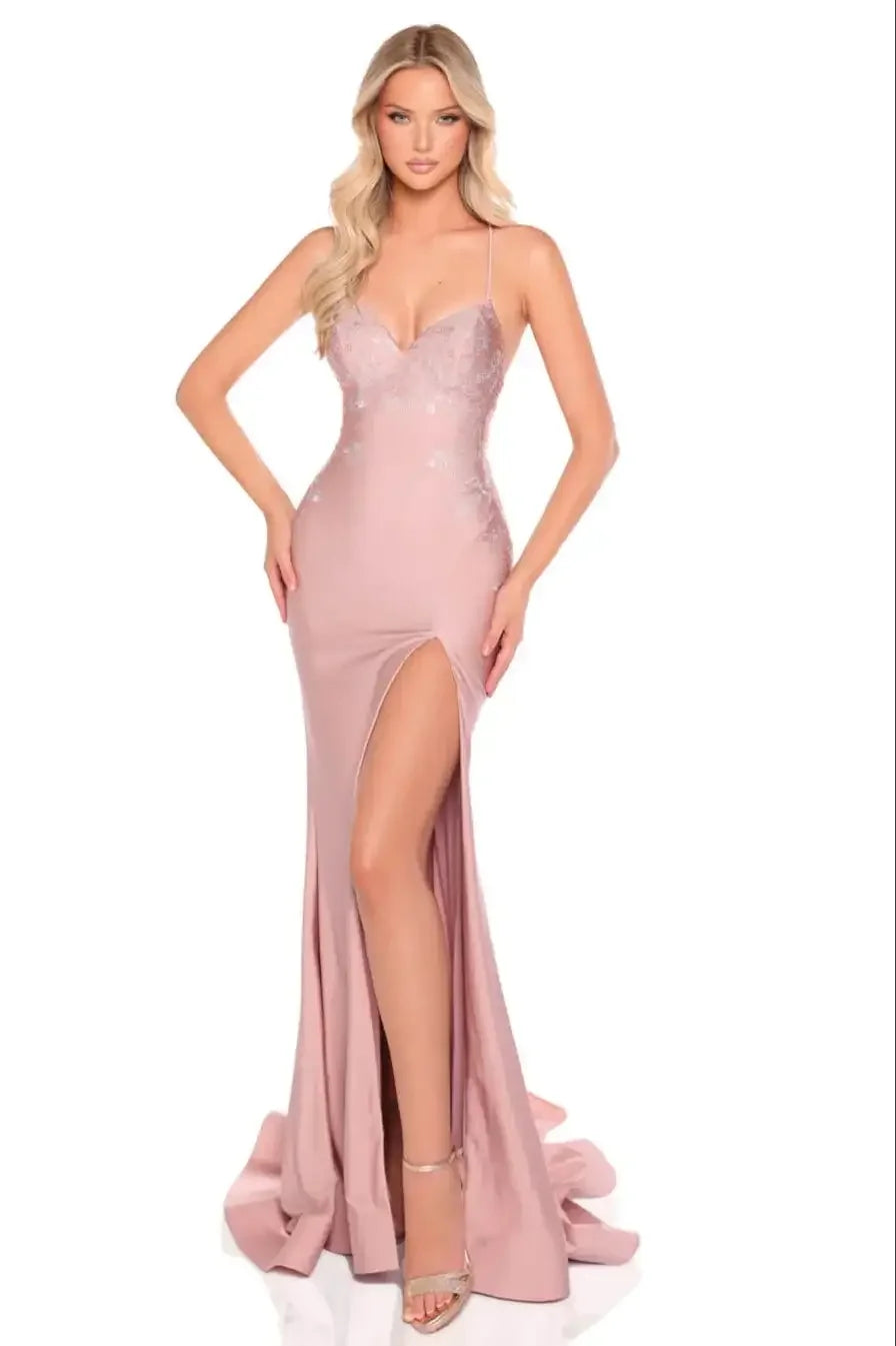 88235 - Amarra - Fitted Hot Stone Gown With V-Neckline