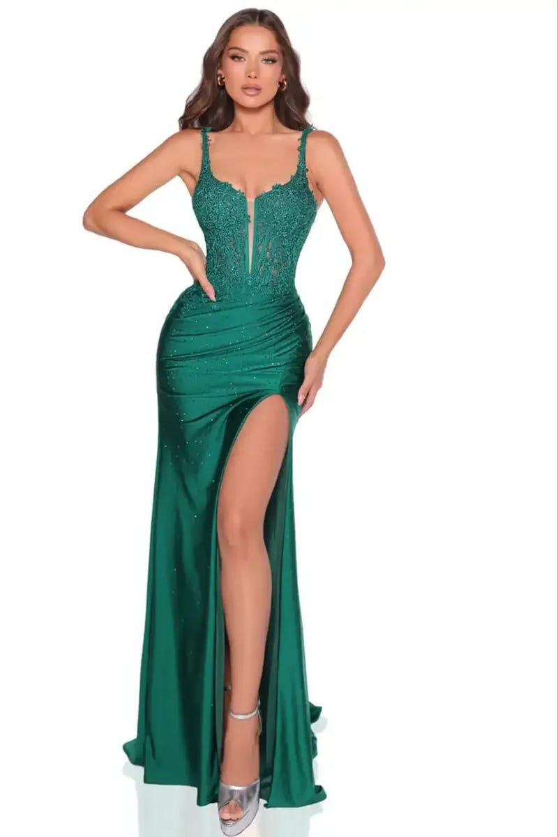 88823 - Amarra - Fitted Hot Stone Dress With Lace Corset Bodice