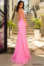88871 - Amarra - Floral Sequin Dress With V-Neckline