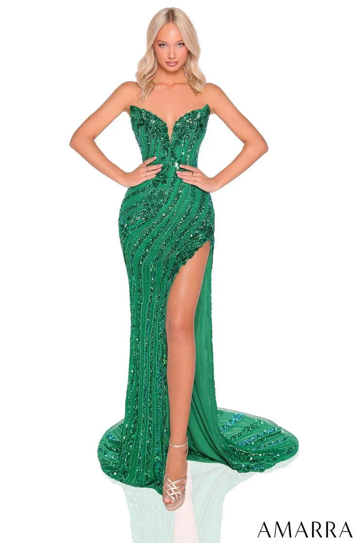 88915 - Amarra - Beaded Strapless Gown