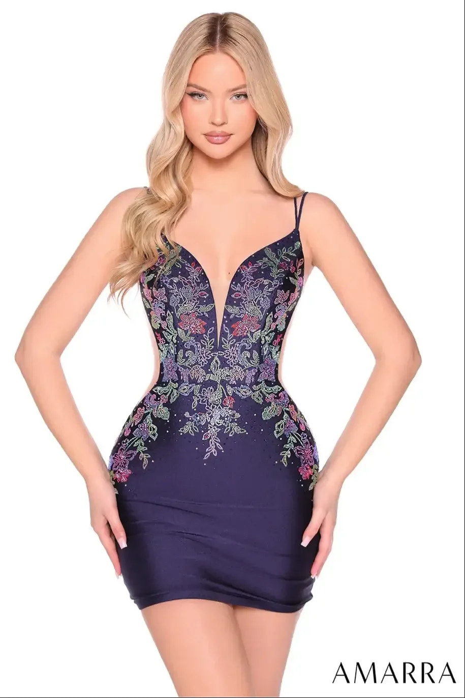 88919 - Amarra - Metallic Embroidered Mini Dress