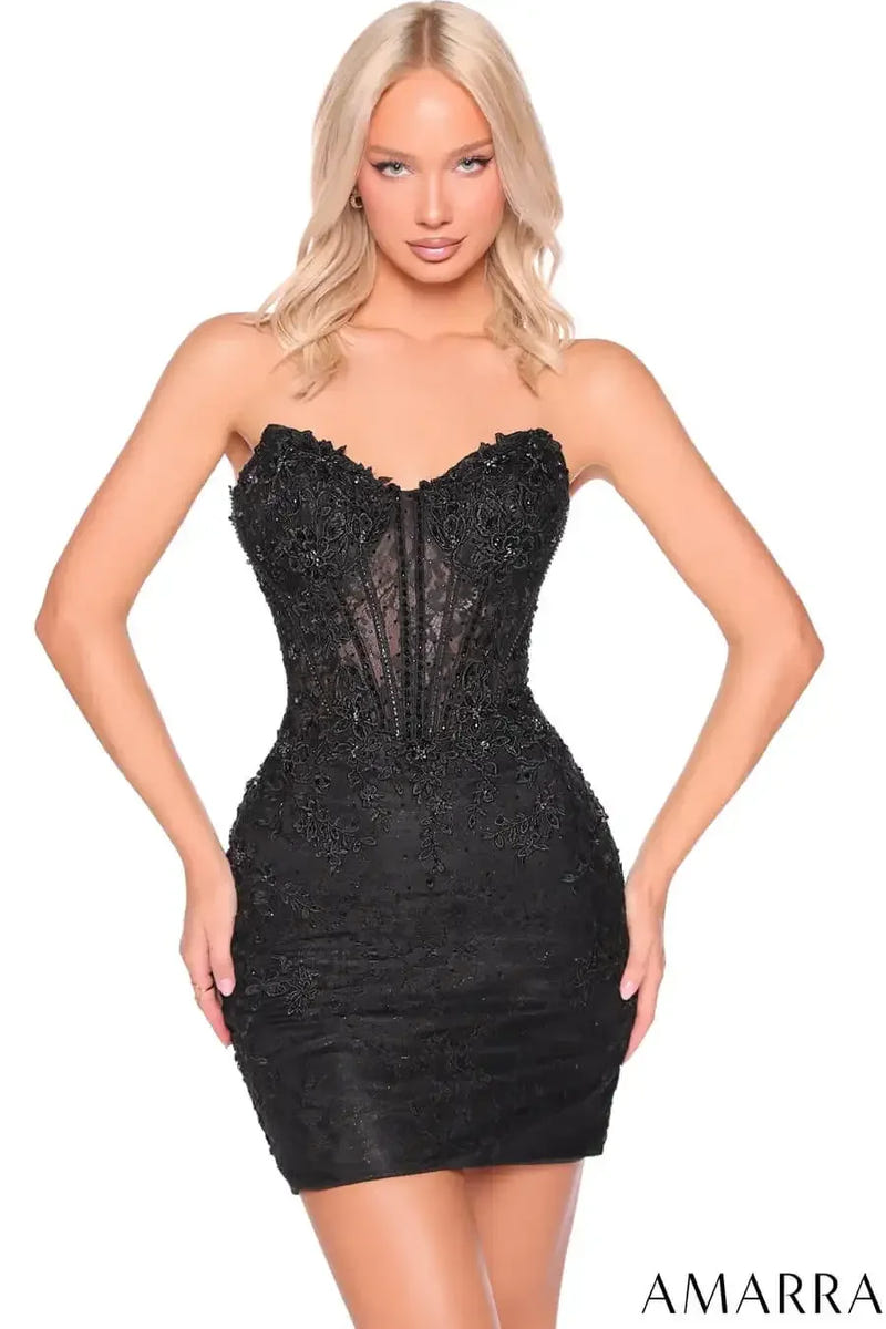 89003 - Amarra - Strapless Lace Corset Mini Dress