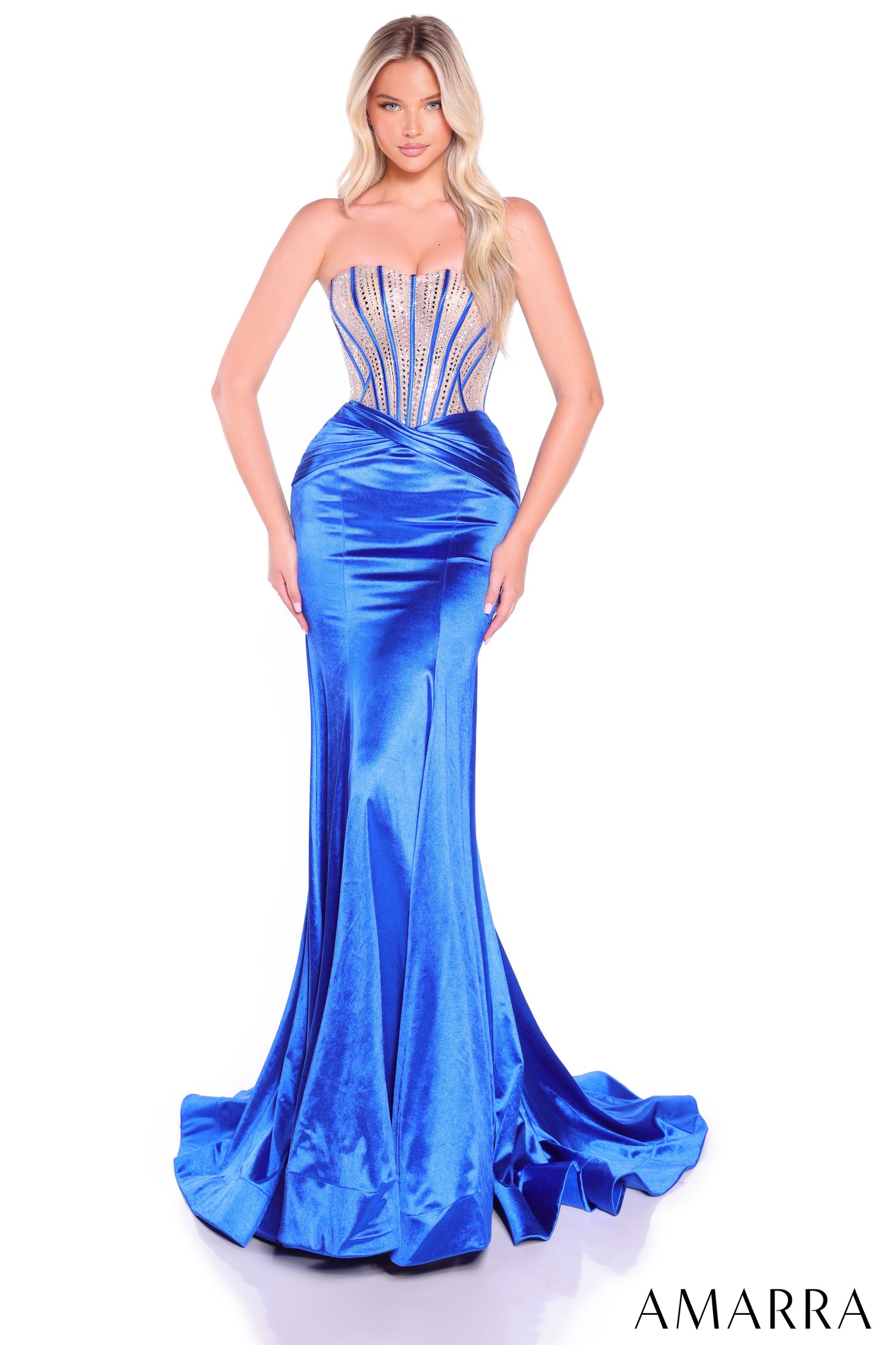 89070 - Amarra - Crystal Embellished Satin Gown