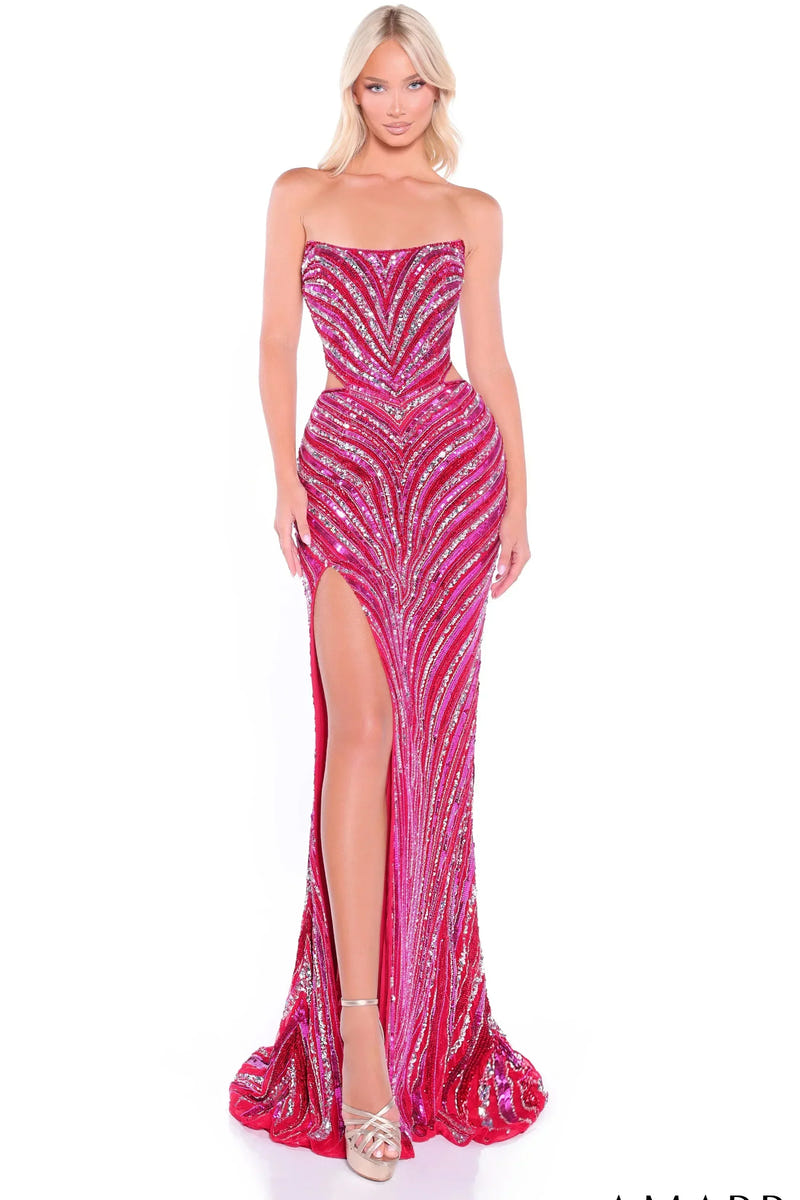 89109 - Amarra - Strapless Geometric Sequin Prom Dress