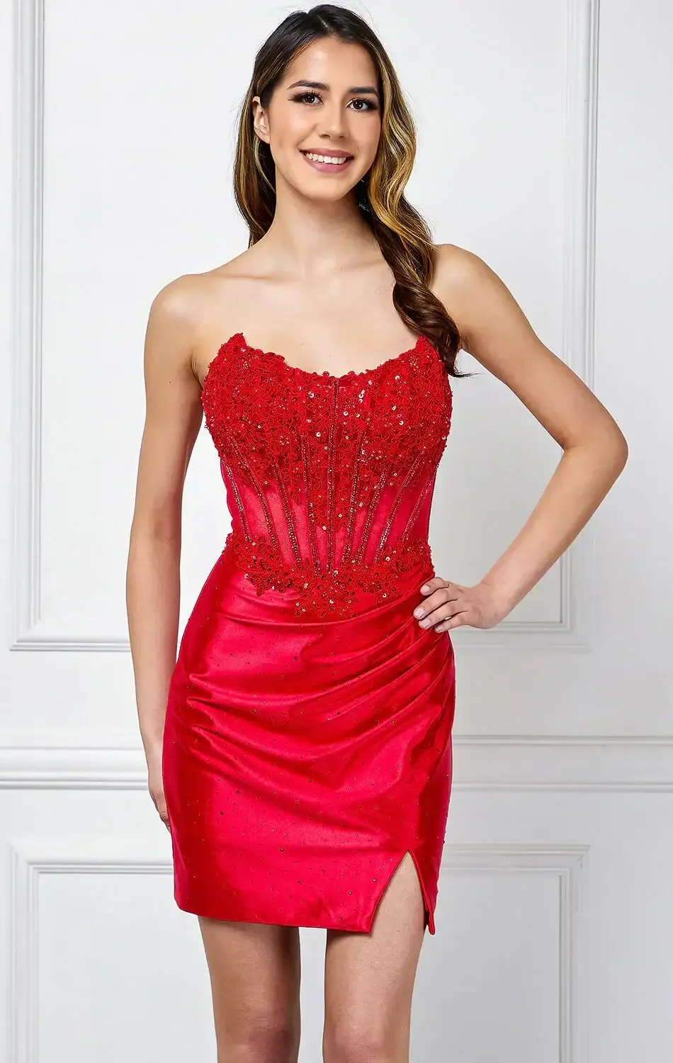 HARRIET MINI DRESS - STRAPLESS SCOOP NECKLINE COCKTAIL DRESS