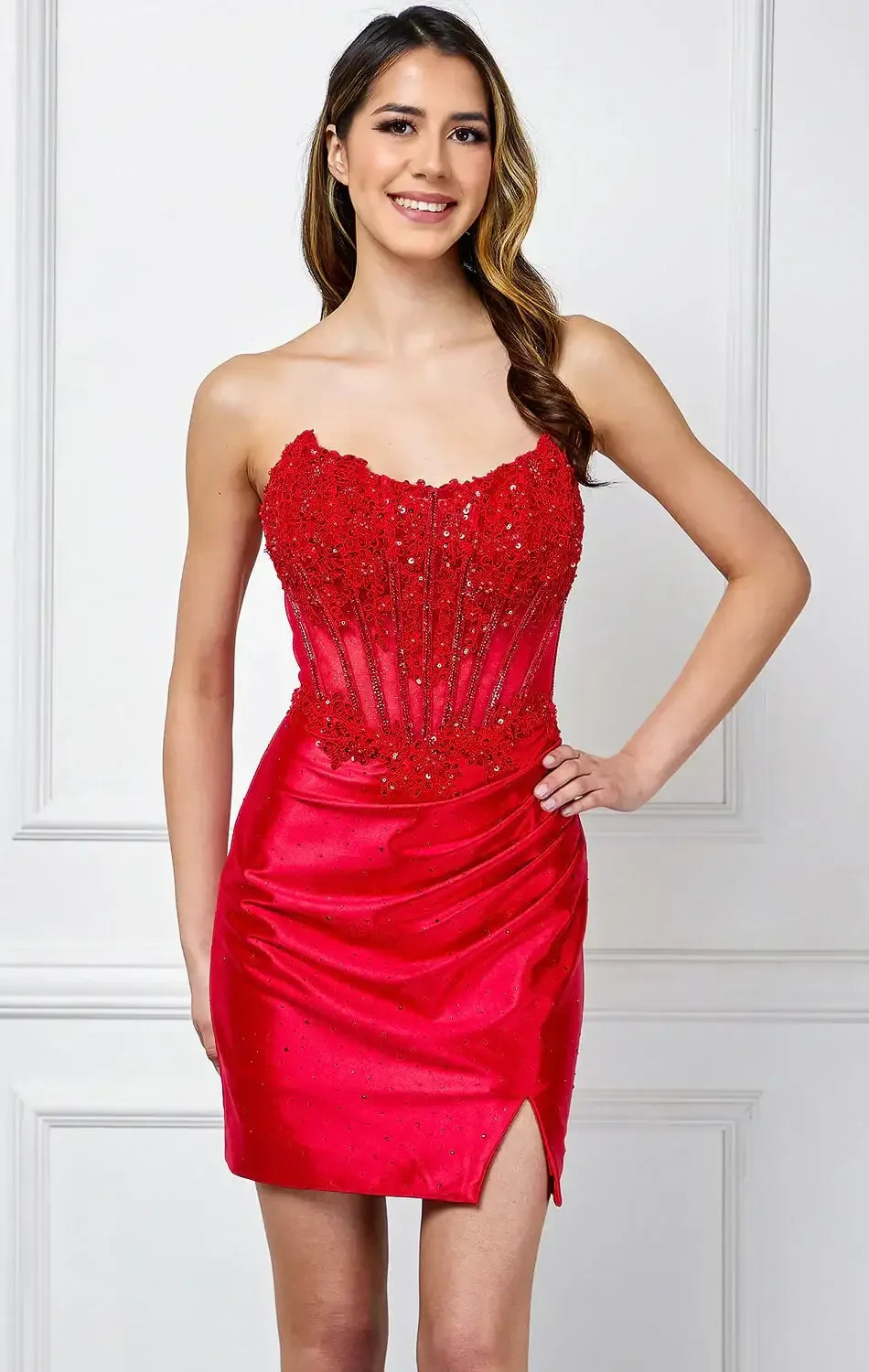 HARRIET MINI DRESS - STRAPLESS SCOOP NECKLINE COCKTAIL DRESS