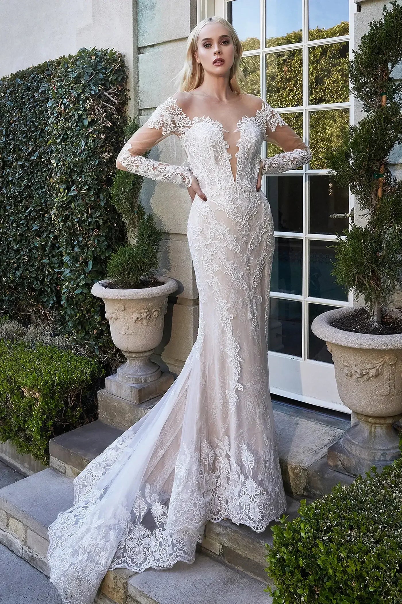 A1022 - BOHEMIAN LACE MERMAID GOWN - Andrea & Leo