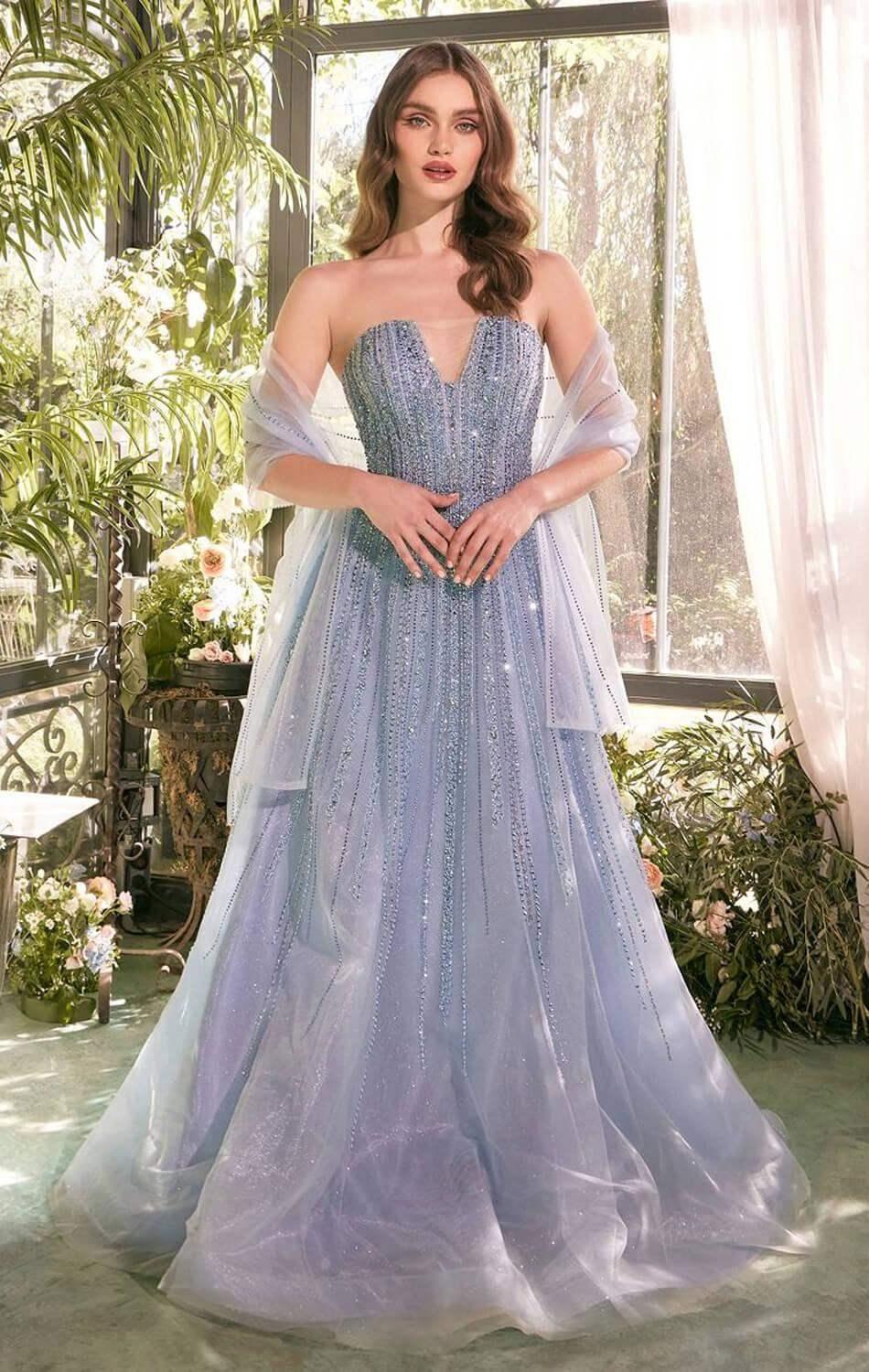 A1369 - STRAPLESS BEADED A-LINE DRESS - Andrea & Leo