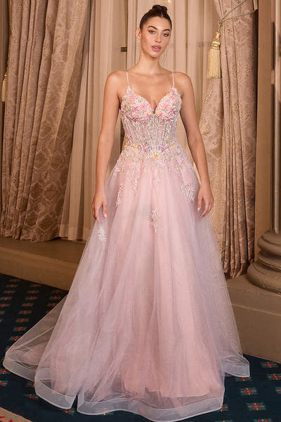 A1477 - Waltzing Beaded Bouquet Ball Gown - ANDREA & LEO