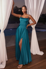 Justine Gown - Satin A-Line Dress with Lace-Up Back