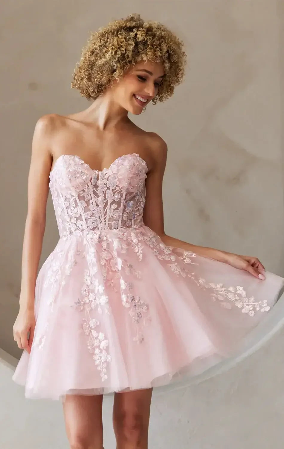 POSEY MINI DRESS - FLORAL LACE CORSET COCKTAIL DRESS