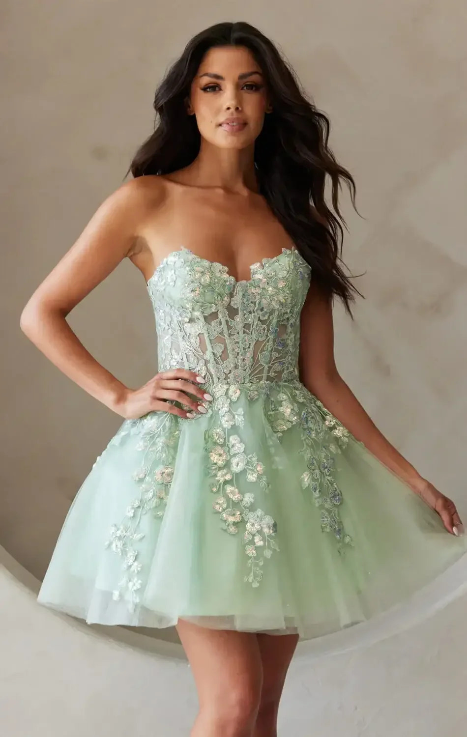 POSEY MINI DRESS - FLORAL LACE CORSET COCKTAIL DRESS