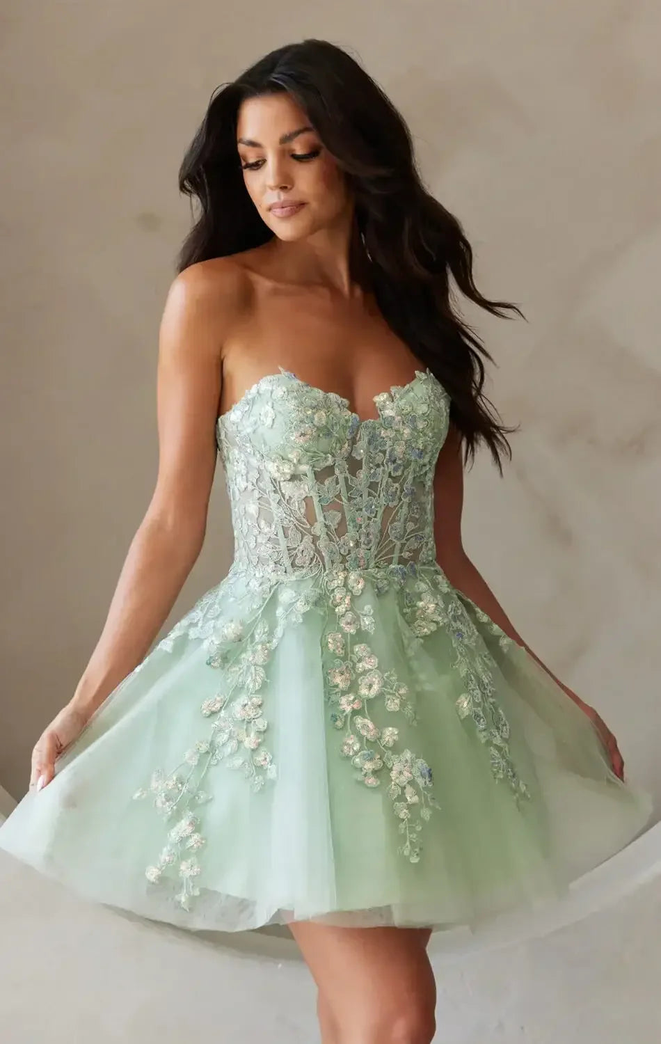 POSEY MINI DRESS - FLORAL LACE CORSET COCKTAIL DRESS