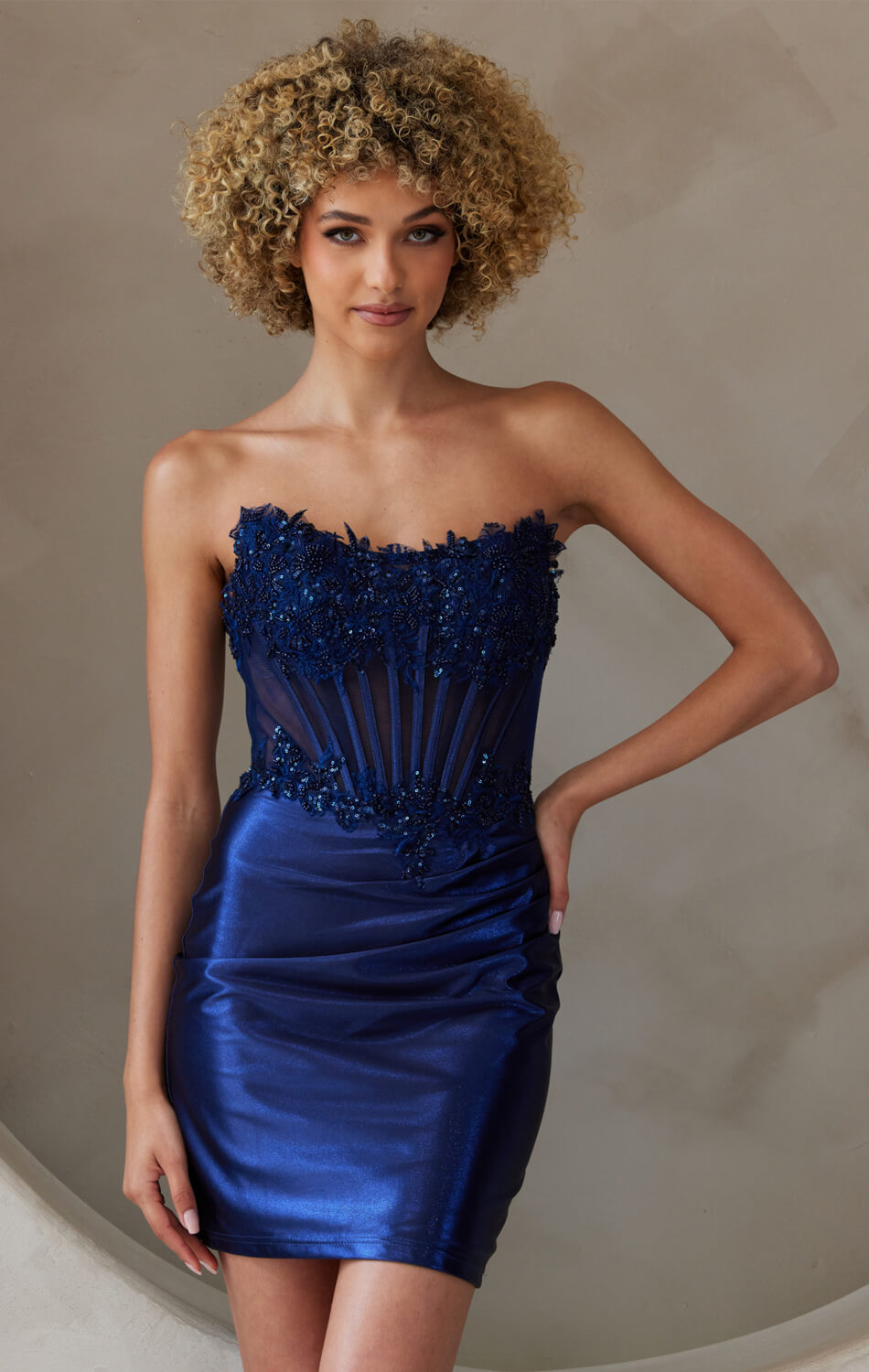 Lady Black Tie - Stormy Mini Dress - Lace Corset Cocktail Dress