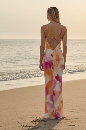 Laguna Maxi Dress - Orange Floral Print Dress