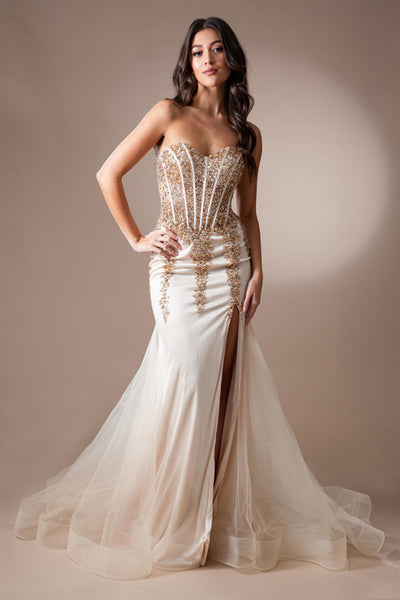 Lady Black Tie - Blakely Gown - Strapless Embellished Corset Tulle Dress