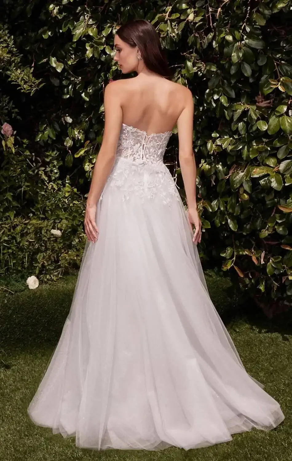 ELLEN GOWN - OFF WHITE - STRAPLESS A-LINE LACE & TULLE DRESS