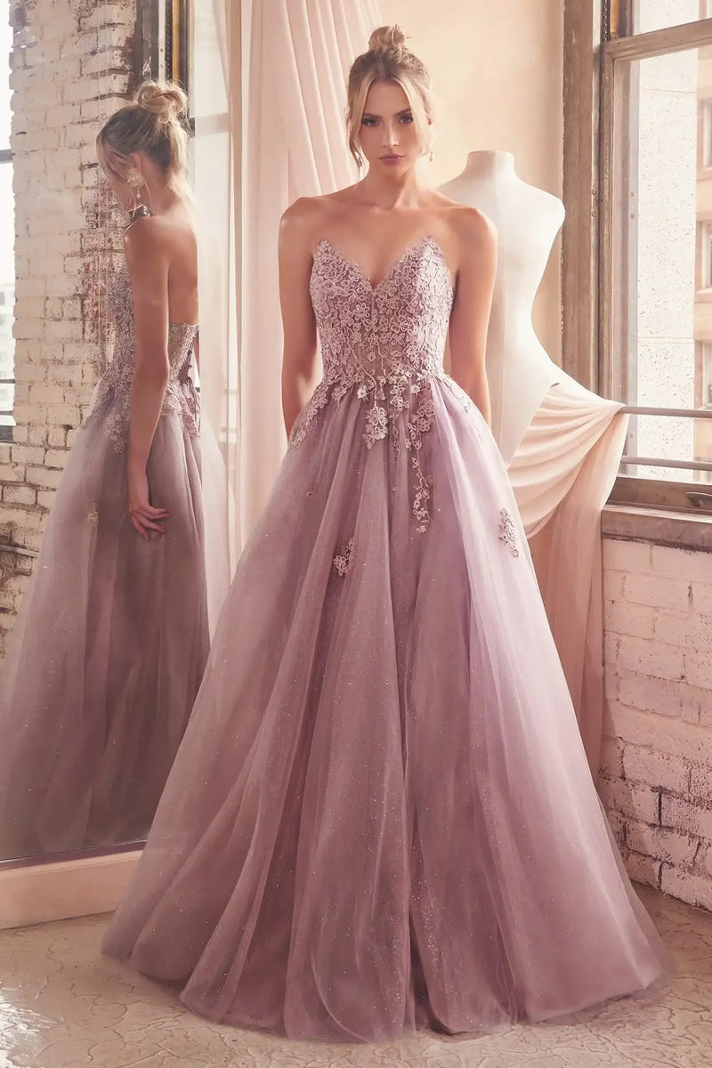ELLEN GOWN - STRAPLESS A-LINE LACE & TULLE DRESS