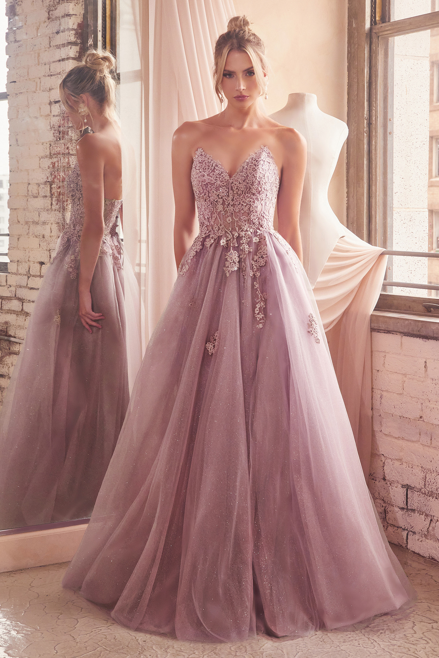 ELLEN GOWN - STRAPLESS A-LINE LACE & TULLE DRESS