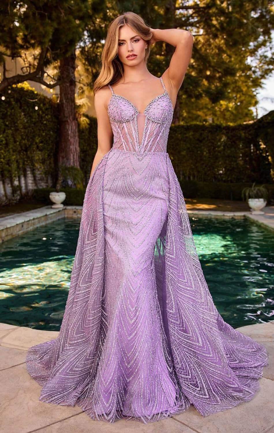 ANTONIA GOWN - GLITTER PRINTED FITTED DRESS WITH OVERSKIRT