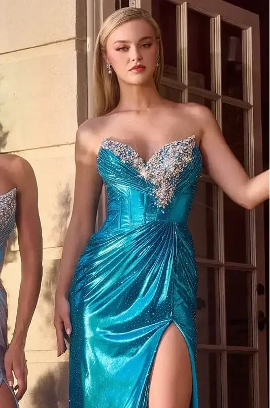 ATLANTIS GOWN - METALLIC STRETCH STRAPLESS DRESS