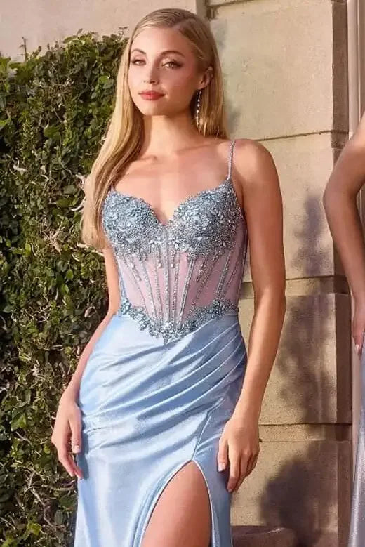 PAXTON GOWN - FLORAL BEADED LONG EVENING DRESS