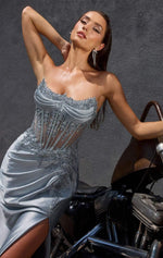 MAVERICK GOWN - STRAPLESS BEADED CORSET EVENING DRESS