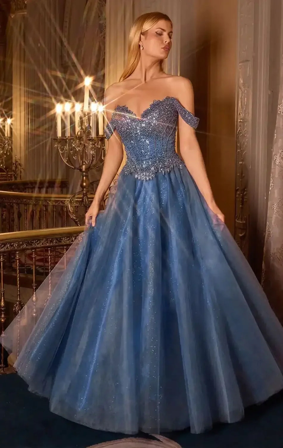 NOELLE GOWN - A-LINE GLITTER TULLE DRESS