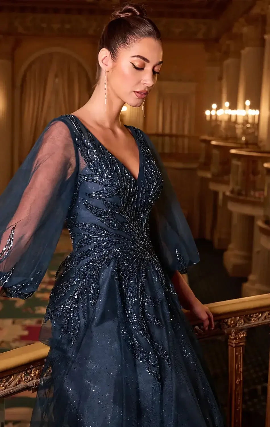 CHARITY GOWN - TULLE A-LINE GOWN WITH LONG SLEEVES