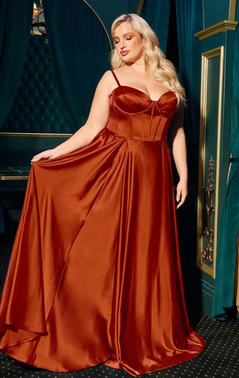 SELMA GOWN - SIENNA - A-LINE LUXE SATIN BUSTIER DRESS