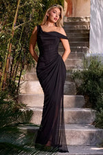 Black off-shoulder gown