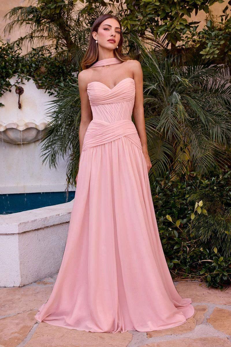 Kimberly Gown - Chiffon A-line Dress With Scarf