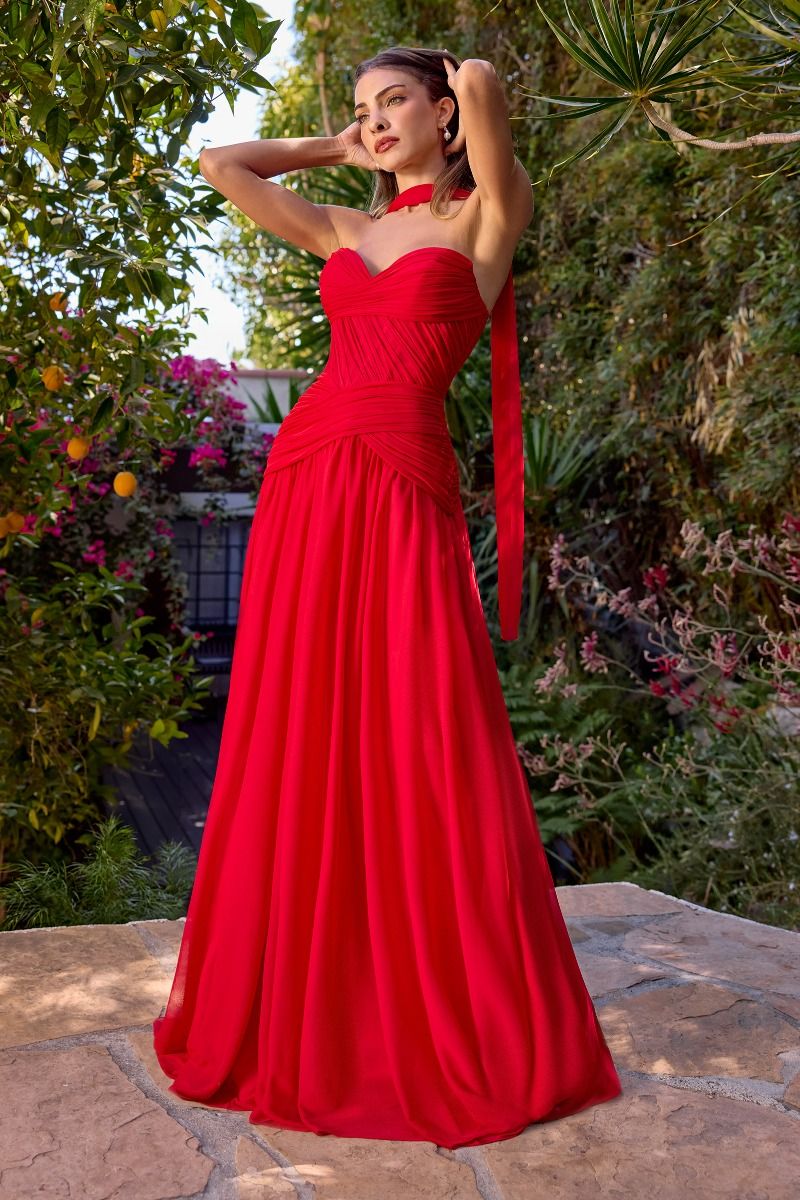 Lady Black Tie - Kimberly Gown - Chiffon A-line Dress With Scarf