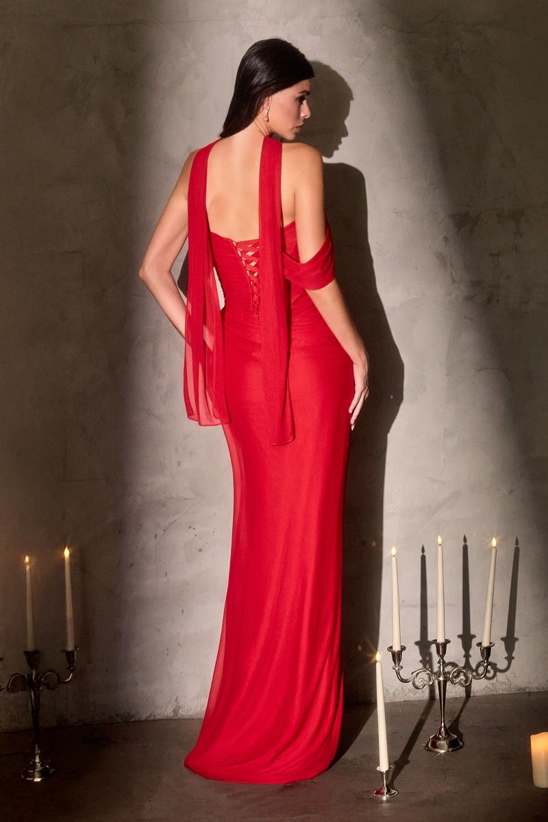 Indira Gown - Pleated Chiffon Dress with Scarf | Lady Black Tie Indira Gown - Pleated Chiffon Dress with Scarf | Lady Black Tie
