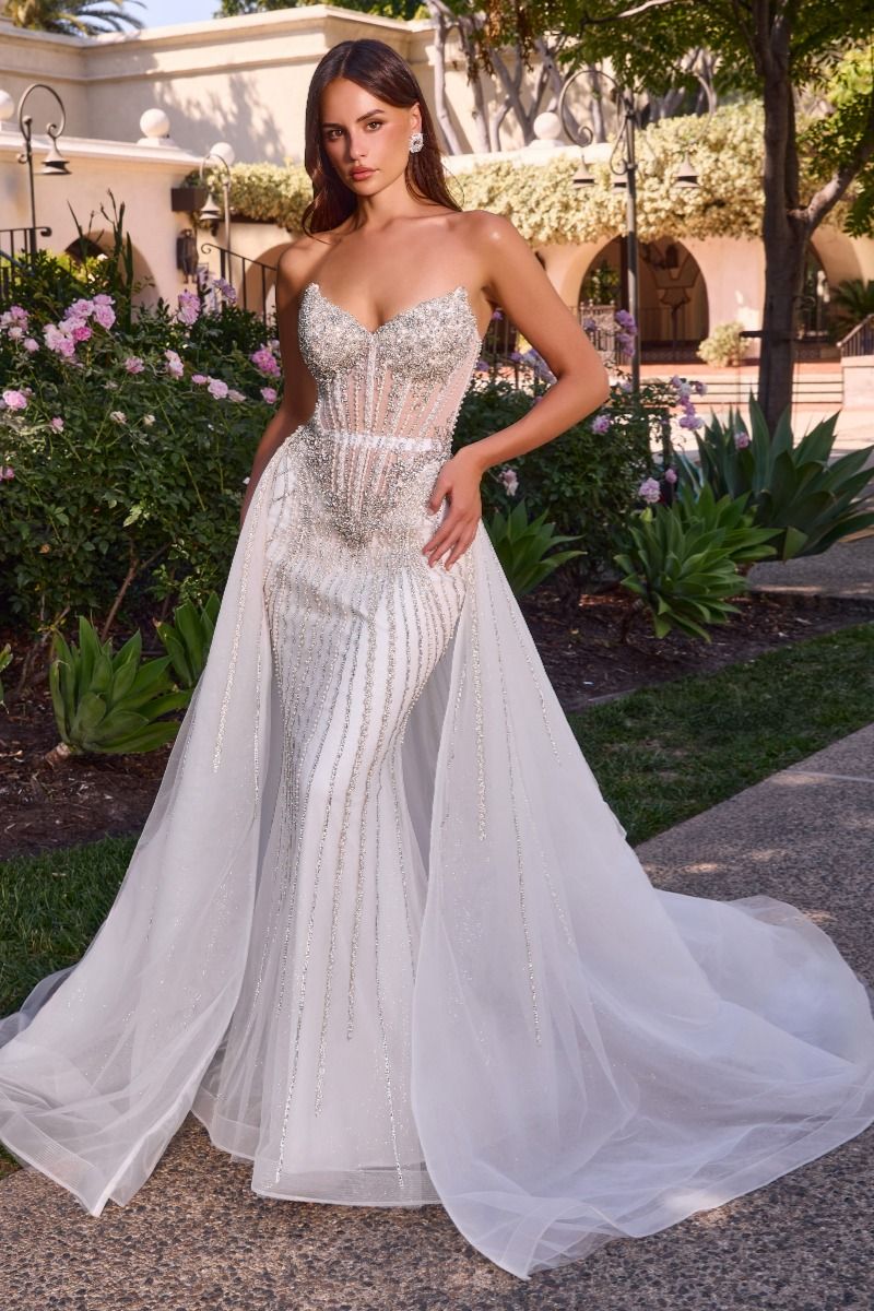 Ellington Gown - Crystal Embellished Wedding Dress with Overskirt